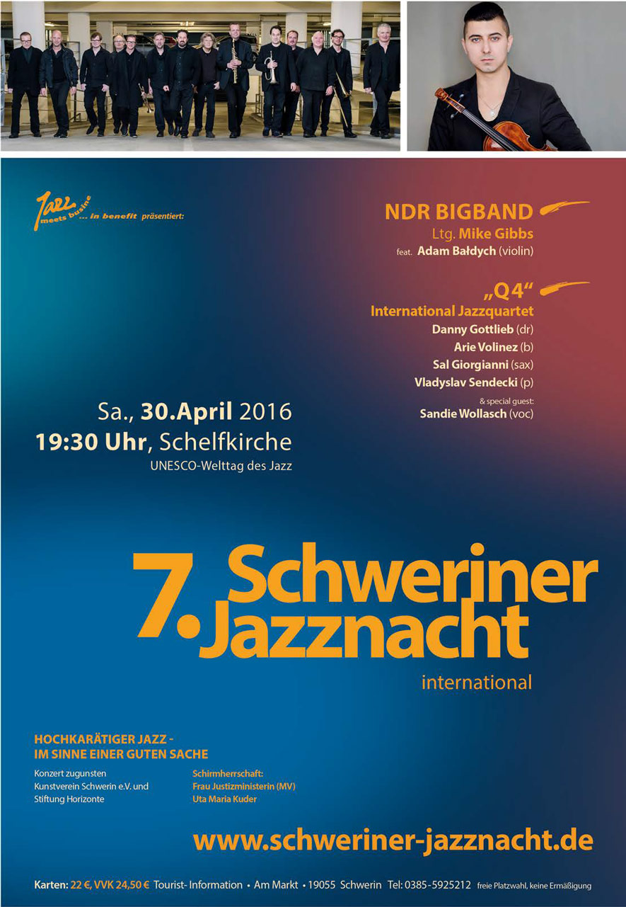 7. Schweriner Jazznacht am 30. April in der Schelfkirche